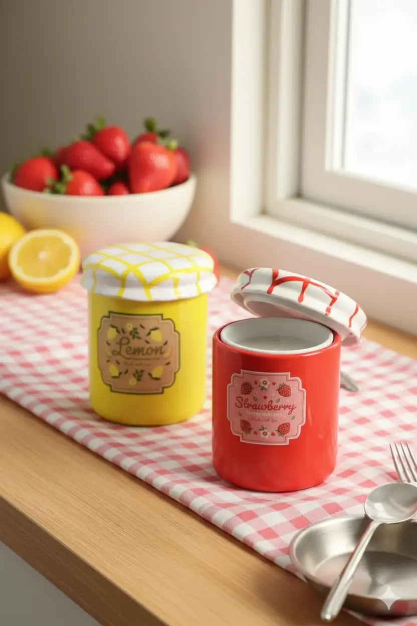 Jam : quemador de cera tarro mermelada (fresa o limón)